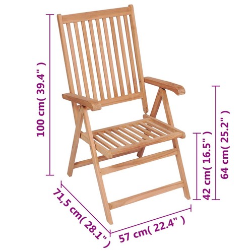Tidyard 4 Piece Folding Reclining Garden Chair Teak Wood Backrest O6Y0 - Picture 8 of 8