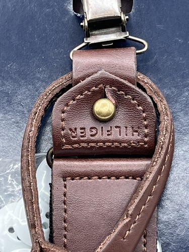 Tommy Hilfiger Convertible Suspenders Beige/Navy/Leather Button/Clip Up To 42” - Picture 16 of 22