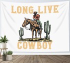 Tropical Plant Green Cactus Western Cowboy Tapestry for Bedroom Living Room Dorm