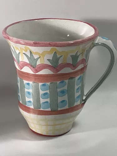 Vintage 1996 Mackenzie Childs Hand Painted Pottery  Mug Madison #6