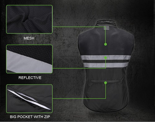 Chaleco de ciclismo WOSAWE a prueba de viento para hombre MTB bicicleta de carreras chaleco Hi Viz Prendas para el torso - Imagen 8 de 17