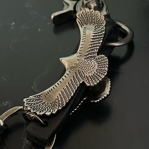 Premium Handmade Leather Keychain BLACK Eagle Design Gift for Men From Japan - Picture 6 of 9