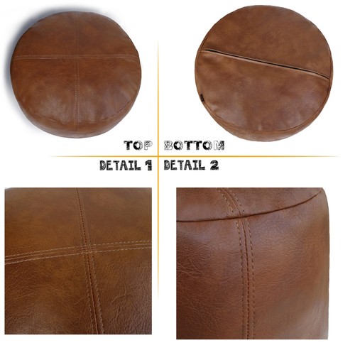 Unstuffed Faux Leather Pouf Cover, Handmade Footstool Ottoman Storage Solutio... - Picture 7 of 7