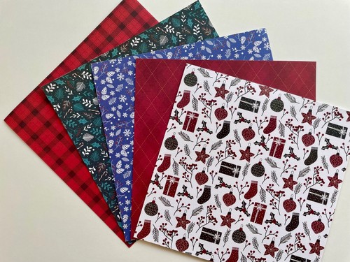 15x Carta da appoggio fantasia tema natalizio 6x6 per fare carte tartan - Foto 2 di 5