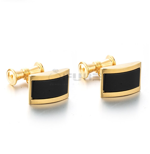 Gold Plated Men's Black Cufflinks For Men Shirt Business Wedding Birthday Gift - Picture 7 of 9