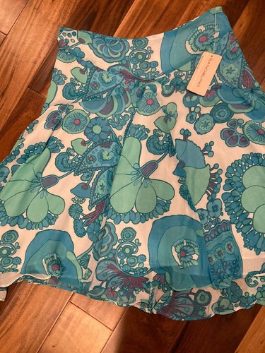NWT Bandolino Preppy Fit Flared Asymmetric Flowy Side Zip Women's Skirt Sz 8 - Picture 2 of 3