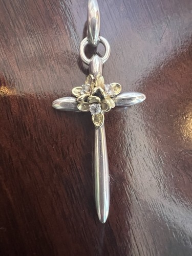 ciondolo croce fiore ann king argento sterling oro 18 kt