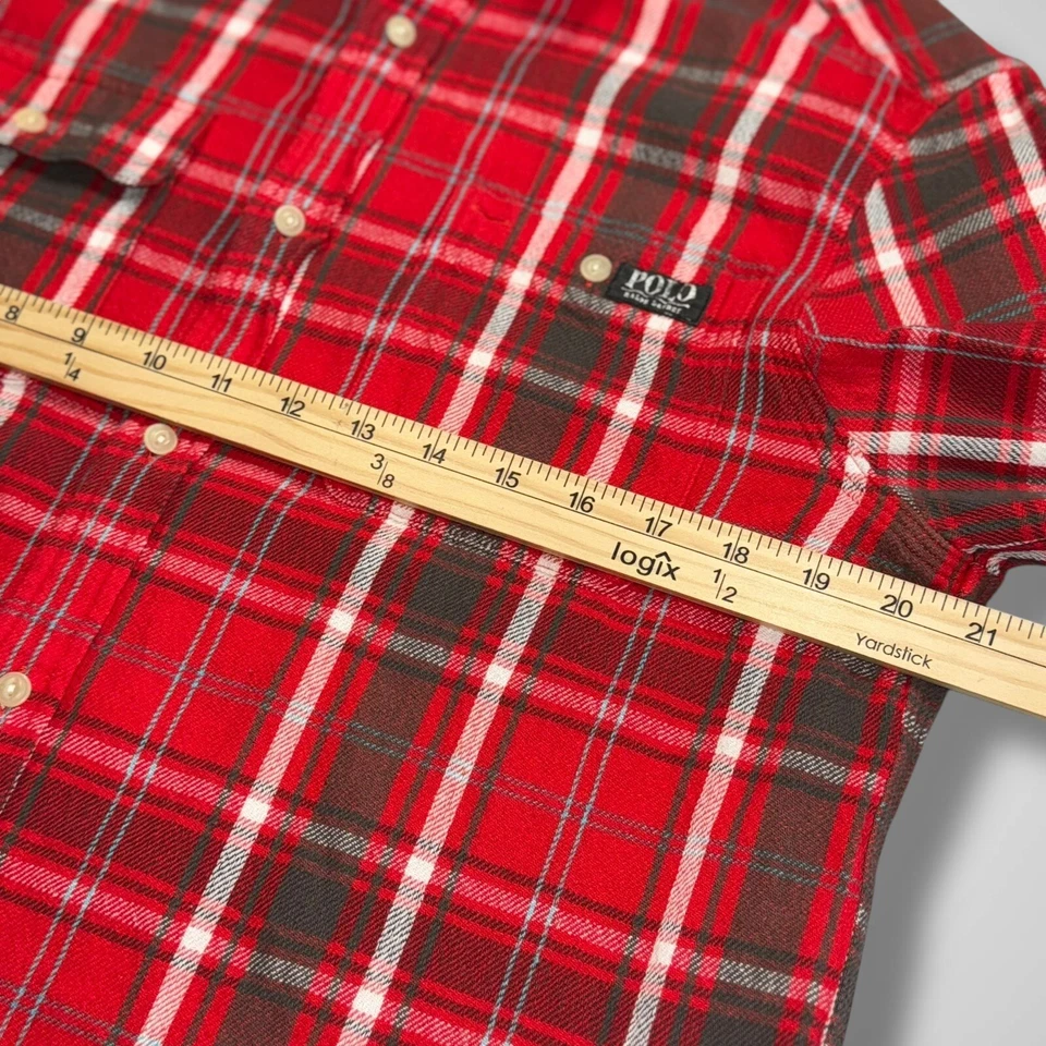 Camisa Polo Ralph Lauren Franela Niños XL 18-20 Rojo Cuadros Manga Larga Algodón Foto 4 de 4