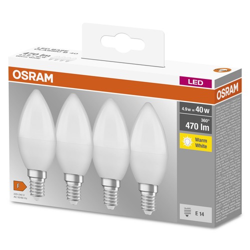 OSRAM LED Base Classic B, in Kerzenform mit E14-Sockel, Nicht Dimmbar, Ersetzt 4 - Bild 2 von 4