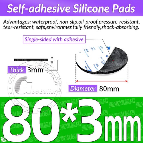 Solid Round Self Adhesive Rubber Pad Disc Sheet Gaskets Dia 5-150mm Thick 1-10mm - Picture 106 of 249