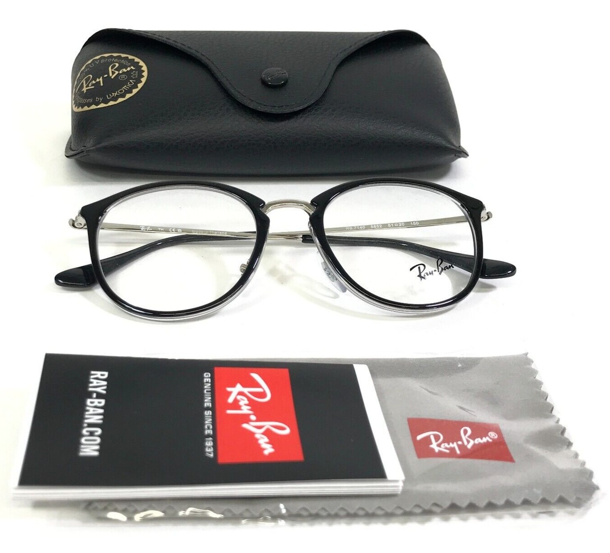 Ray-Ban Eyeglasses Frames RB7140 5852 Black Silver Clear Ray-Ban Eyeglasses Frames RB7140 5852 Black Silver Clear