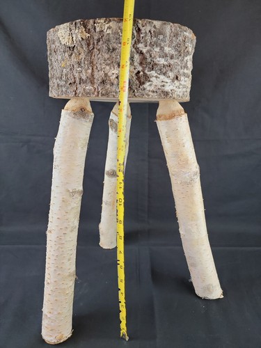 Handmade Real Birch Wood 3 Legged Stool Cabin Furniture Moose 19"H - Picture 7 of 16