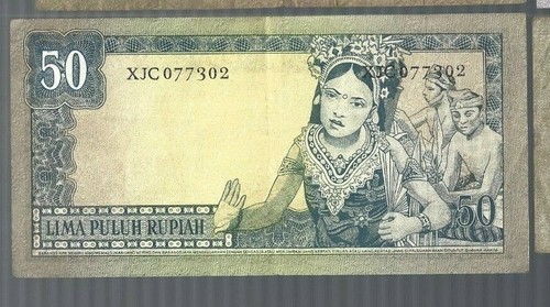 Indonesia ✨ 1960 BANK INDONESIA 50 Rupiah WMK: Buffalo P-85b* REPLACEMENT NOTE - Picture 2 of 2