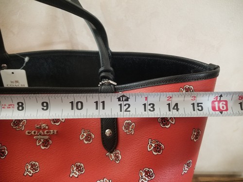 NWT Coach Coral Floral Black Sina City Tote Purse with Makeup Bag~F55864 $350 Tg - Picture 7 of 12
