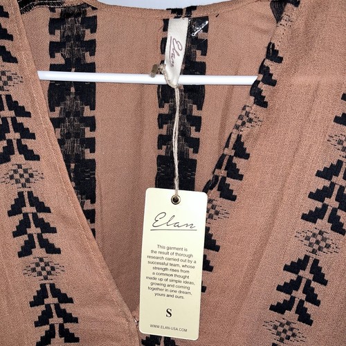 Mameluco Corto ELAN Marrón Negro Cuello en V Pequeño Boho Flecha Diseño Tribal Nuevo con Etiquetas - Imagen 11 de 12