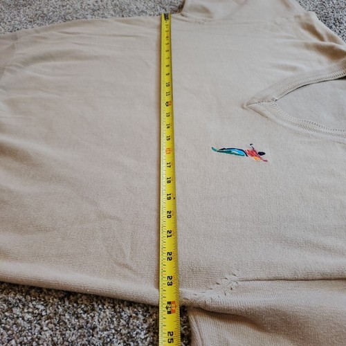 VTG Cotton Traders Sport Tan Embroidered Golfer Knit V-Neck Sweater Mens Large - Picture 5 of 11