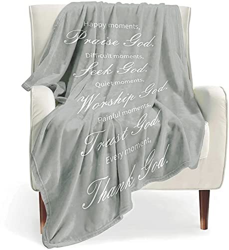  Healing Throw Blanket with Inspirational Thoughts and Prayers- 50"x60" Gray - Bild 1 von 6