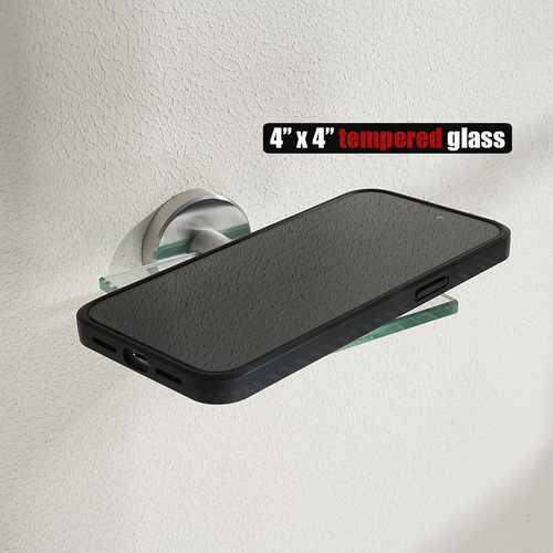 JQK Small Floating Glass Shelves Brushed, 4 Inch Display Ledges for Wall - Picture 7 of 12