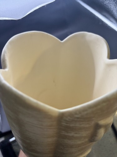 2001 Haeger Pottery Vase Large 10.5" Leaf Decor Neutral Contemporary Vintage - Picture 12 of 13
