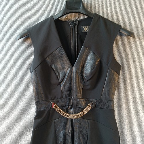 Abito tulipano Kardashian Kollection donna US 8 Regno Unito 12 EU 38 nero finta pelle di serpente - Foto 2 di 19