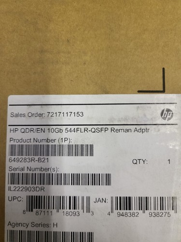 HPE InfiniBand QDR 544FLR-QSF 10GB Ethernet Dual Port - 649283-B21 New Sealed - Picture 2 of 3