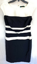 Ralph Lauren Women's Stripped White and Black Sleeveless Knee Dress