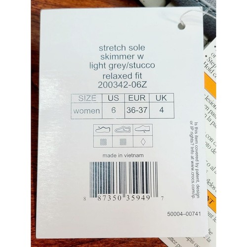 Crocs Stretch Sole Skimmer Light Grey/Stucco Relaxed Fit Women's Size 6 200342 - Picture 8 of 11