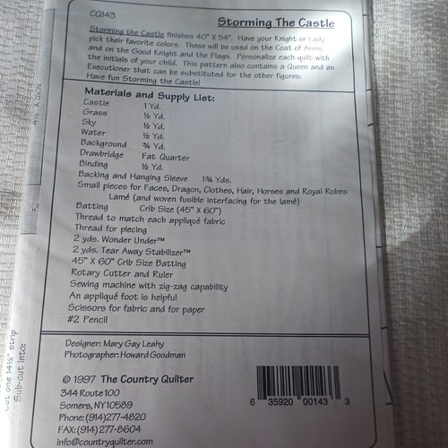The Country Quilter -Storming the Castle - Pattern #CQ143 New - Picture 3 of 4