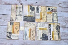 9~Vintage Style~Ephemera~Collaged Documents~Junk Journal~Linen Cardstock~Cards