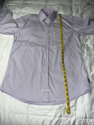 English Laundry Mens 15.5 34/35 Flip Cuff Purple Check/stripe Accents - Picture 6 of 11