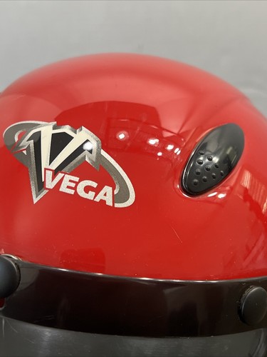 Vega Open Face Motorcycle Scooter Helmet Visor Shiny Red Size Small - Picture 5 of 6