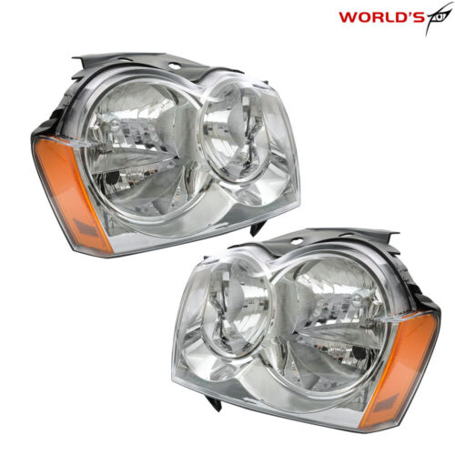 For 2005-2007 Jeep Grand Cherokee Headlights Headlamps Replacement Left+Right - Picture 5 of 16