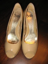 SOFFT ,Heels, Tan Patent Leather,Open Toe,Comfort Cushioned , 8.5W