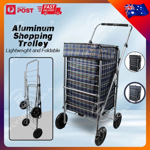 Foldable Shopping Trolley Cart Lightweight Portable Grocery Market Trolley - Picture 8 of 8