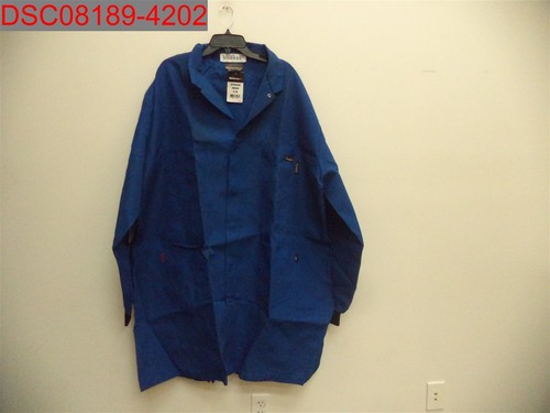 Stain, QTY=8 WorkriteFR Men's Blue Lab Coat with Knit Cuffs, Sz 4XL 883392710579