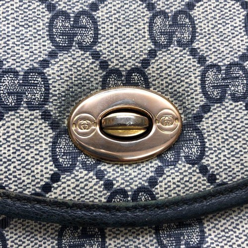 Gucci OLD Gucci Bolso de Hombro Bandolera Bolso Bolsillo PVC Cuero Gris Negro - Imagen 16 de 18