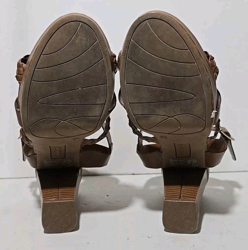 American Eagle Womens Strap Sandal Heels Strappy Brown and Tan Shoes Size 8 1/2 - Picture 9 of 13
