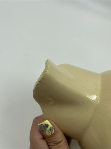 Vintage Watt #16 Oven Ware Pottery Tulip Pitcher Yelloware 6.5” Blue Red Green - Picture 12 of 15