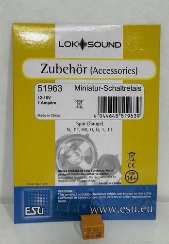 ESU 51963 Miniatur-Schaltrelais 12-16V 1 Ampere NEU & OVP - Picture 1 of 3