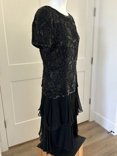 Vintage. Morgan Taylor Abendkleid Perlen Oberteil Chiffon Unterteil Gr. 8 WUNDERSCHÖN! EUC! - Bild 2 von 8