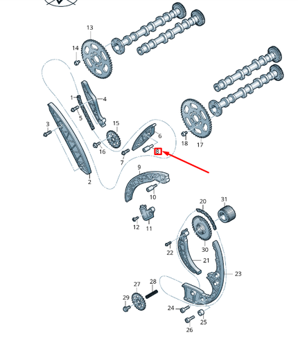 Neu VW TOUAREG 7P MK2 Zahnrad Gleitschiene Achse Bolzen Pin 059109426G - Bild 5 von 6