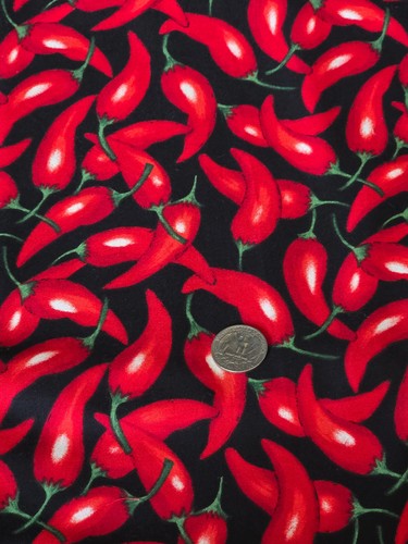 2 Yds Chilis Hot Red Peppers Stoff von Robert Kaufman - Bild 2 von 3