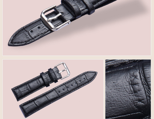 Men Genuine Leather Watch Band Alligator Grain Black Brown Clips/Buckle 2 styles - Picture 7 of 17