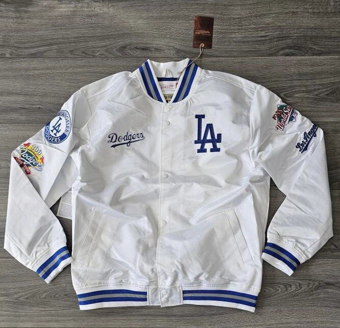 MLB Los Angeles Dodgers Lightweight Nylon Bomber Jacket Blue
