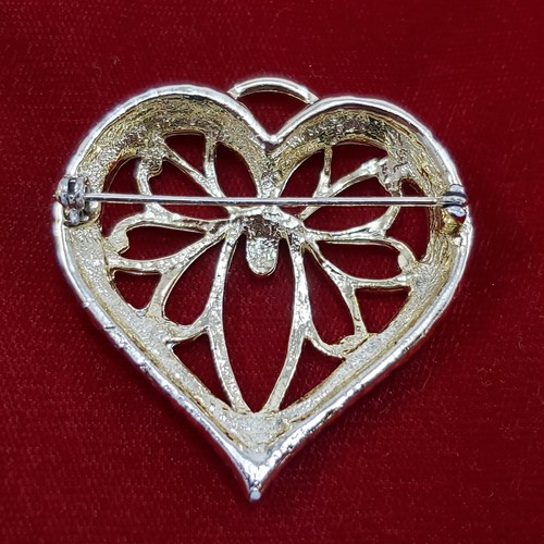 Valentine's Heart Brooch Lot Gold Tone Polished STATEMENT Design - Picture 7 of 7
