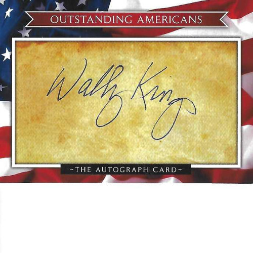 Tarjeta de autógrafo de estadounidenses sobresalientes firmada por Wally King - Segunda Guerra Mundial 513º Ftr Cuadrado, 406º - Imagen 1 de 1
