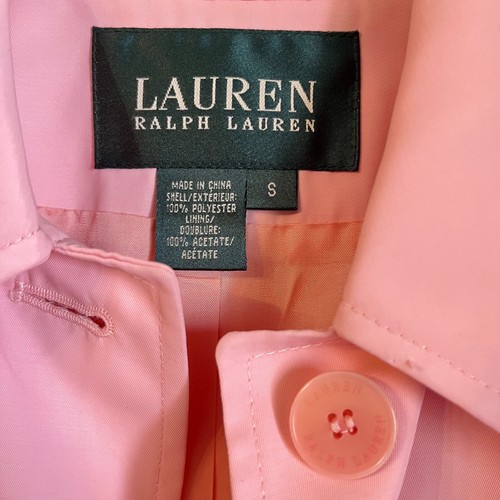 Lauren Ralph Lauren Rain Trench Coat S Women’s lined Pink Preppy EUC - Picture 3 of 6