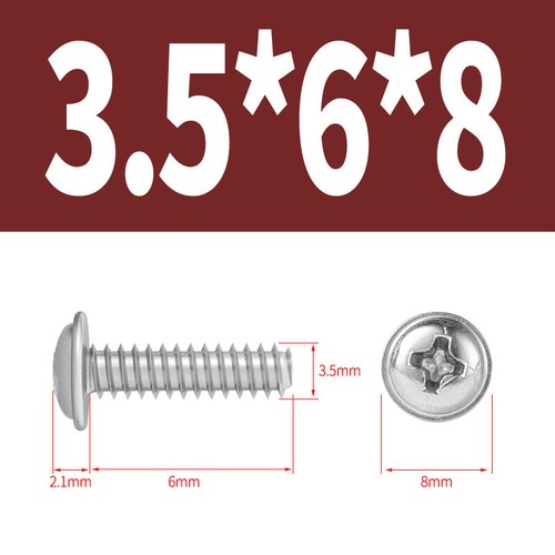 M1.7-M4 Flanged Self Tapping Screws A2-Stainless Phillips Flange Head Flat Tail - Picture 45 of 56