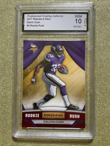 2017 PANINI ROOKIES + STARS DALVIN COOK ROOKIE RUSH PGA 10 GEM MINT C STORE READ - Picture 3 of 4