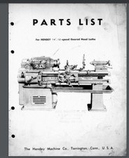 Hendey 14 " 12 Speed, Geared Head Lathe Parts Manual Comb Bound Gloss Covers